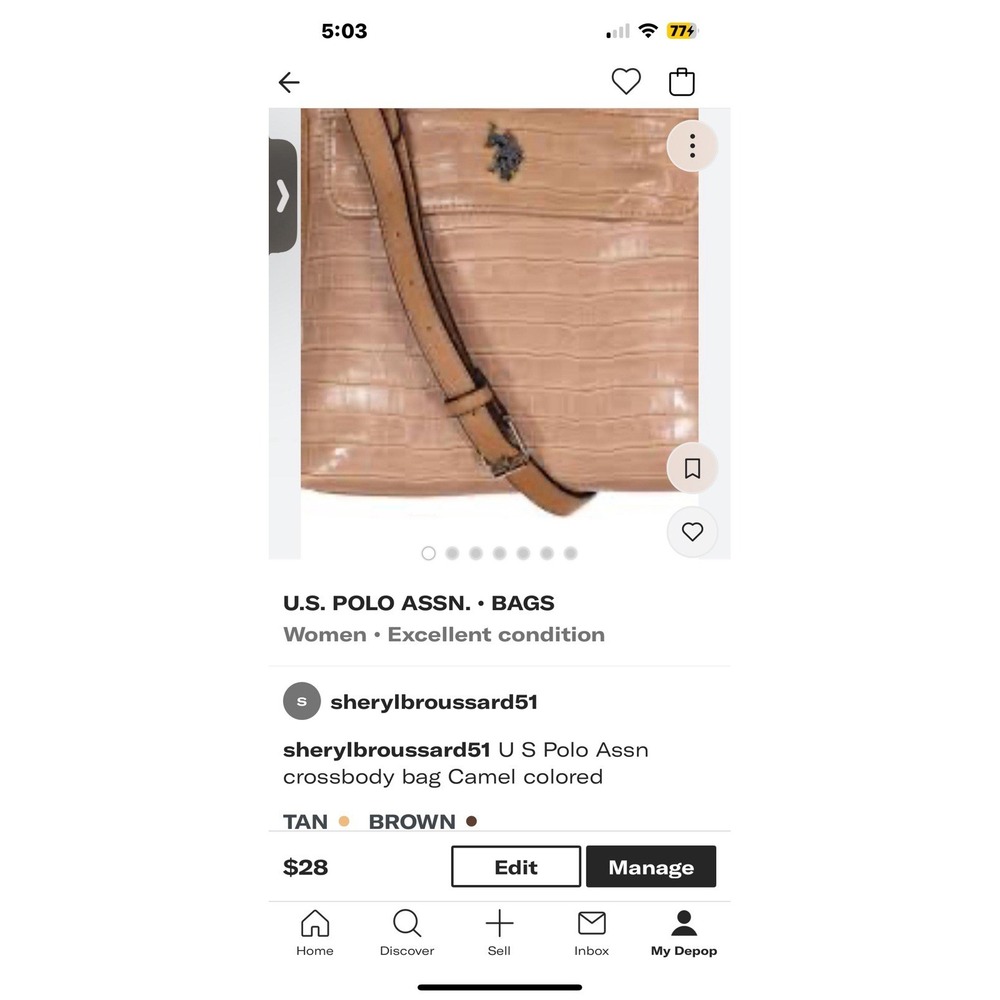 U S Polo Assn Charles Double‎ Entry Crossbody Bag, Camel